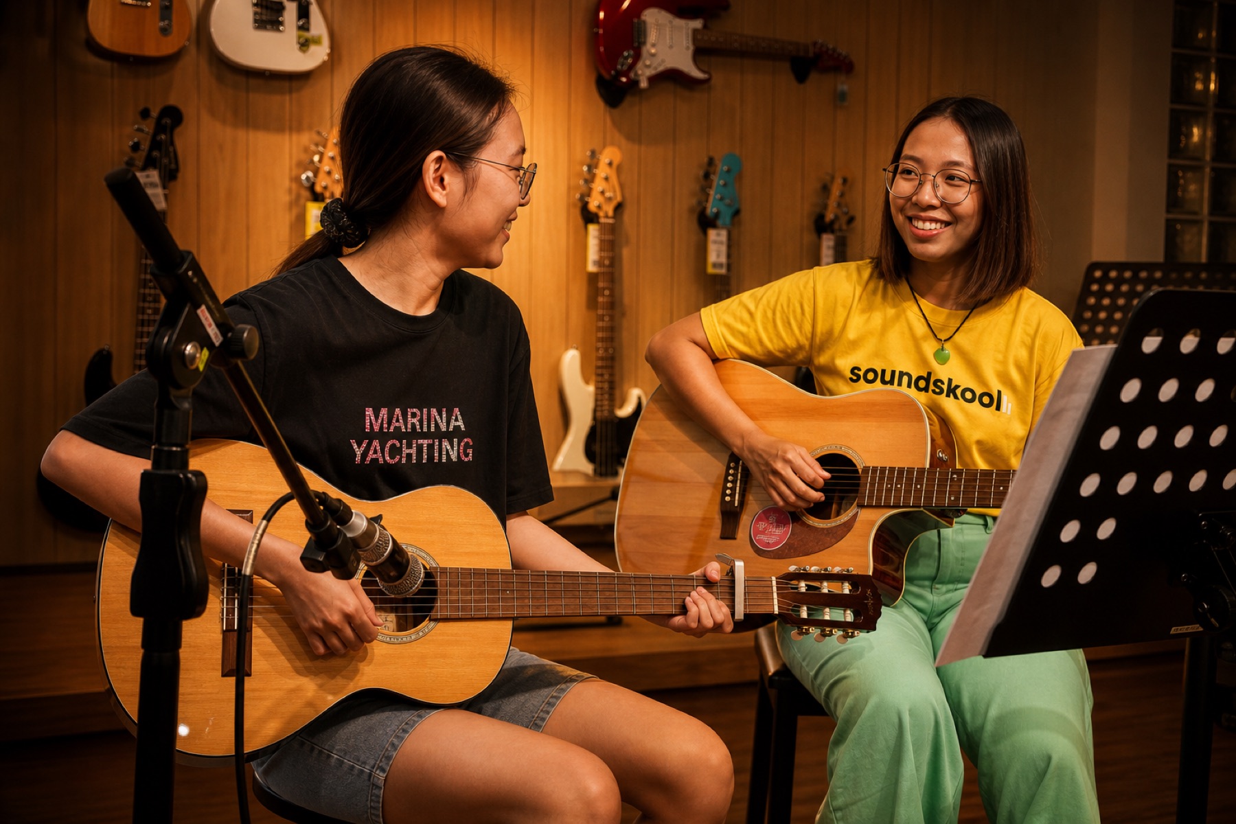 Group guitar lesson at Soundskool