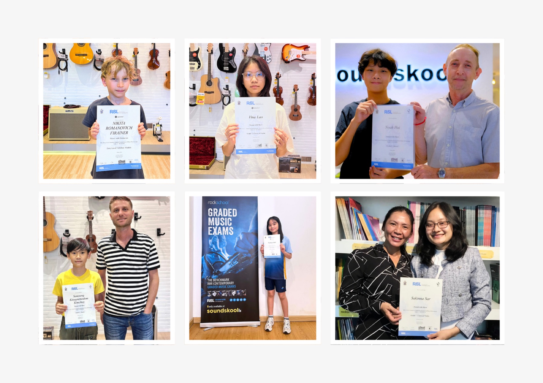 Soundskool students holding RSL certificates